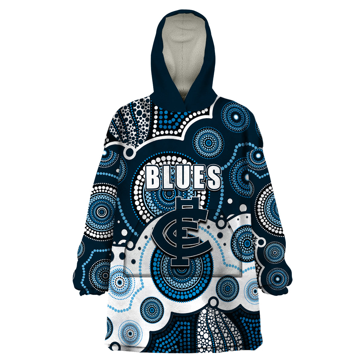 custom-personalised-and-number-blues-afl-wearable-blanket-hoodie-aboriginal-patterns