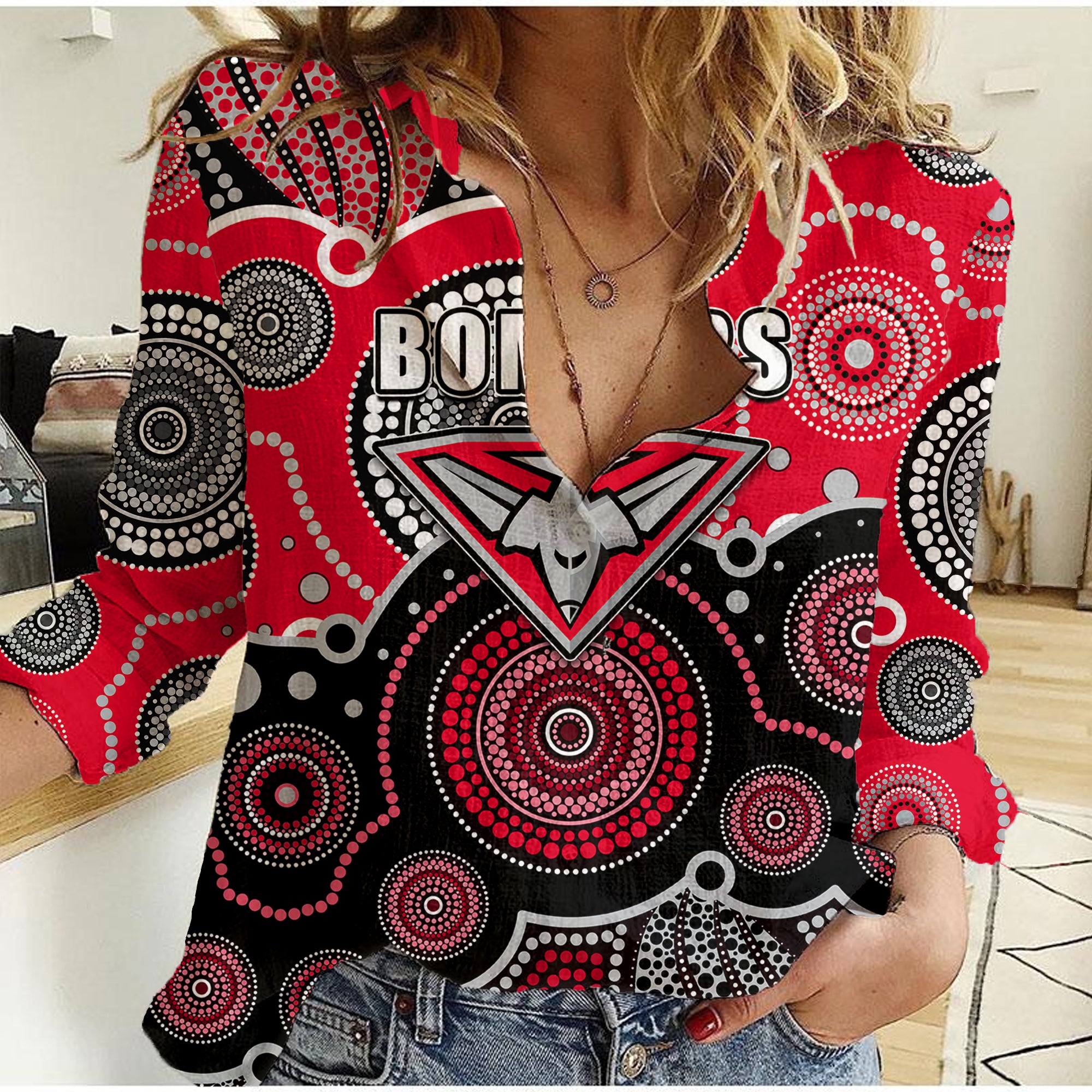 custom-personalised-and-number-bombers-afl-women-casual-shirt-aboriginal-patterns