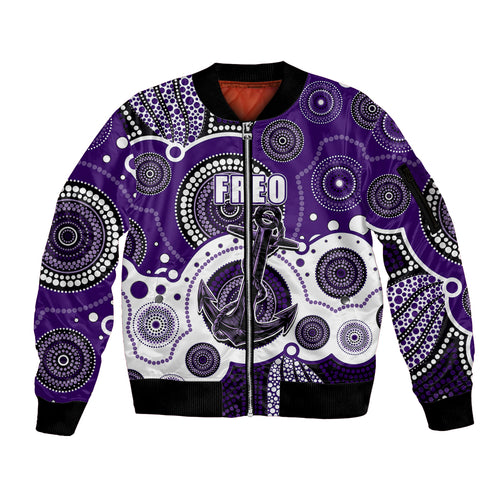 custom-personalised-and-number-freo-afl-sleeve-zip-bomber-jacket-aboriginal-patterns