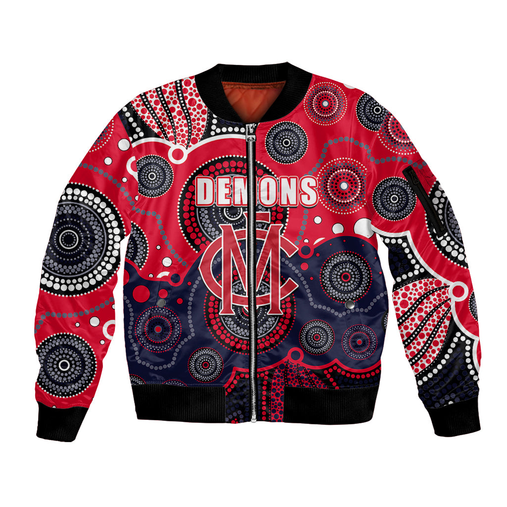 custom-personalised-and-number-demons-afl-sleeve-zip-bomber-jacket-aboriginal-patterns
