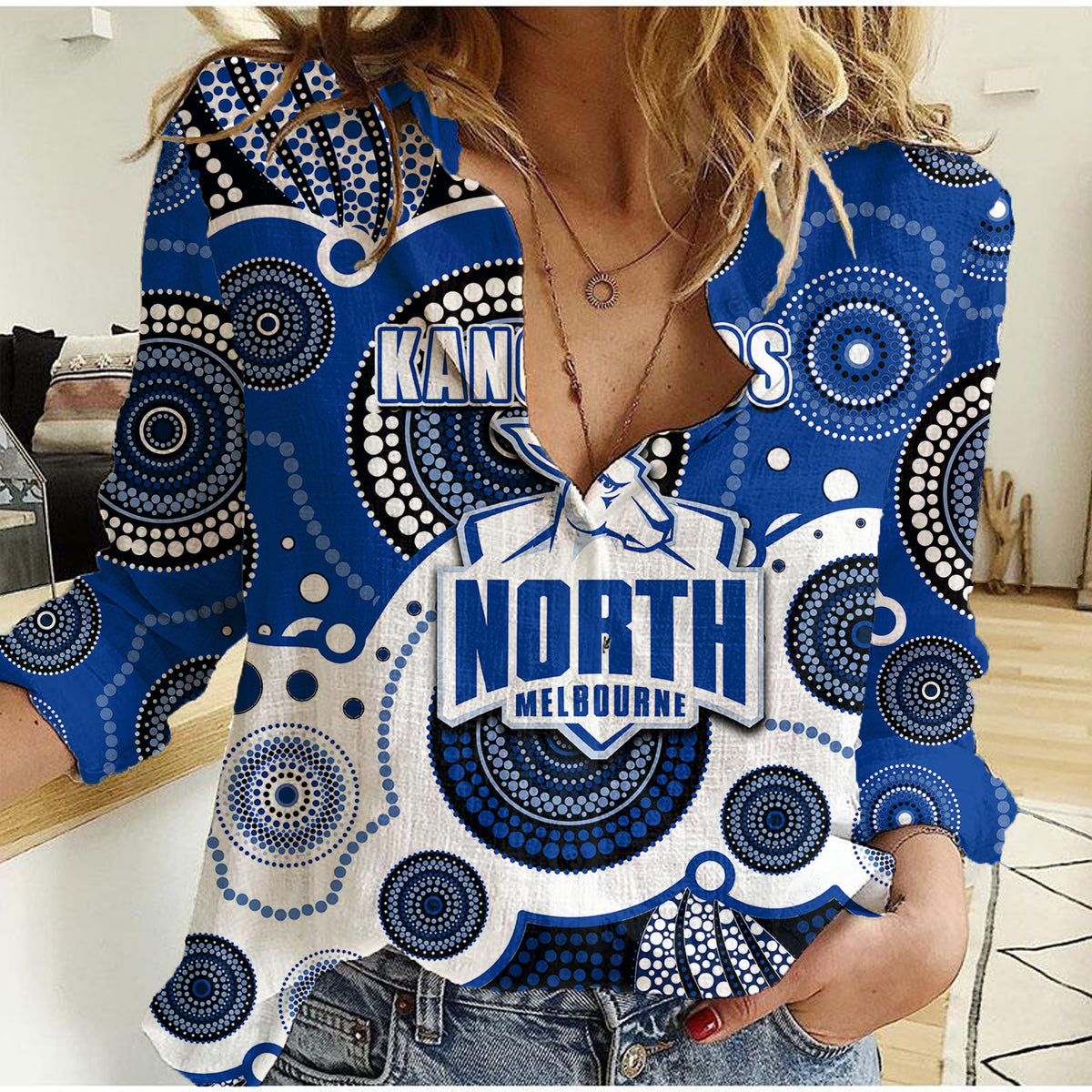 custom-personalised-and-number-north-afl-women-casual-shirt-aboriginal-patterns