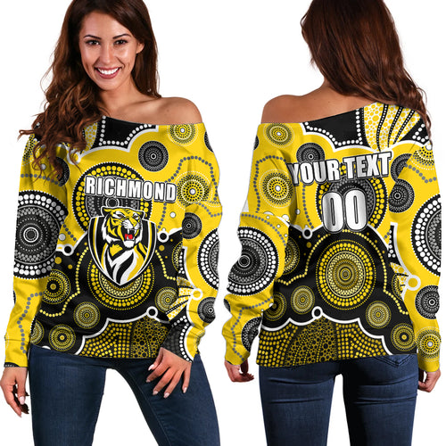custom-personalised-and-number-yellow-afl-off-shoulder-sweater-aboriginal-patterns