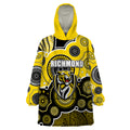 custom-personalised-and-number-yellow-afl-wearable-blanket-hoodie-aboriginal-patterns