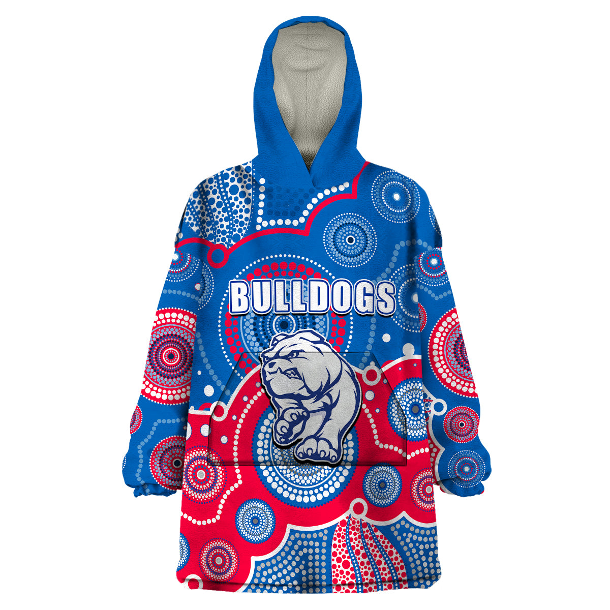 custom-personalised-and-number-bulldogs-afl-wearable-blanket-hoodie-aboriginal-patterns