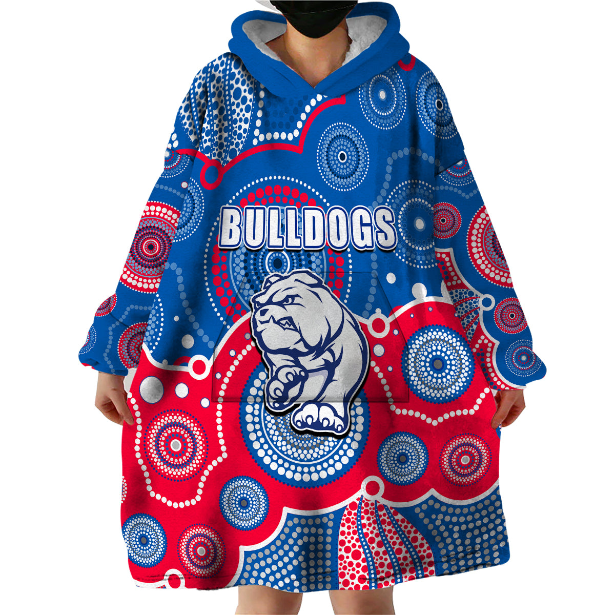 custom-personalised-and-number-bulldogs-afl-wearable-blanket-hoodie-aboriginal-patterns