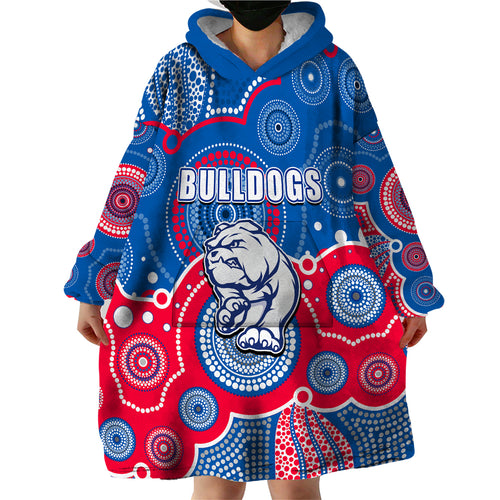 custom-personalised-and-number-bulldogs-afl-wearable-blanket-hoodie-aboriginal-patterns