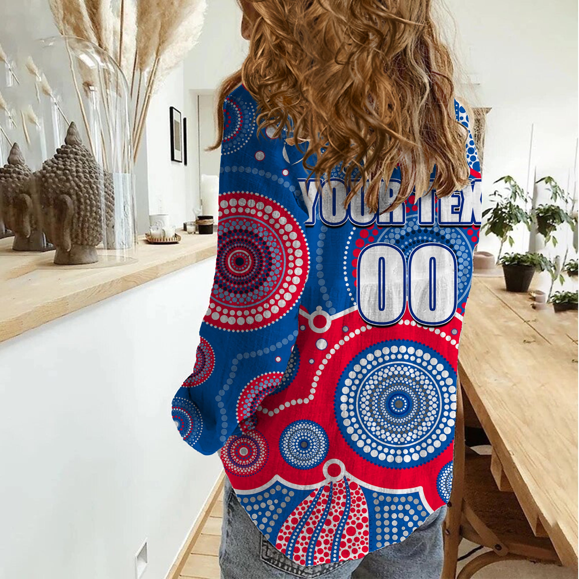 custom-personalised-and-number-bulldogs-afl-women-casual-shirt-aboriginal-patterns