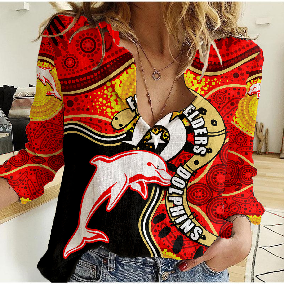 dolphins-mascot-nrl-women-casual-shirt-naidoc