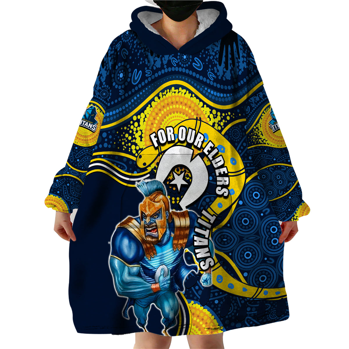 titans-mascot-nrl-wearable-blanket-hoodie-naidoc