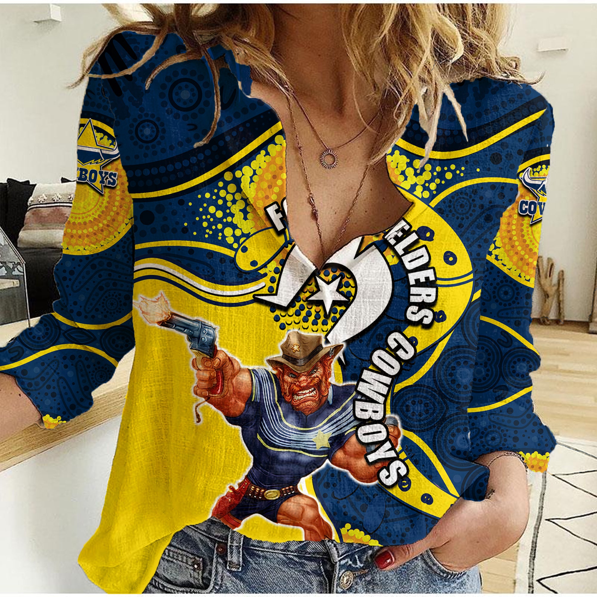 cowboys-mascot-nrl-women-casual-shirt-naidoc