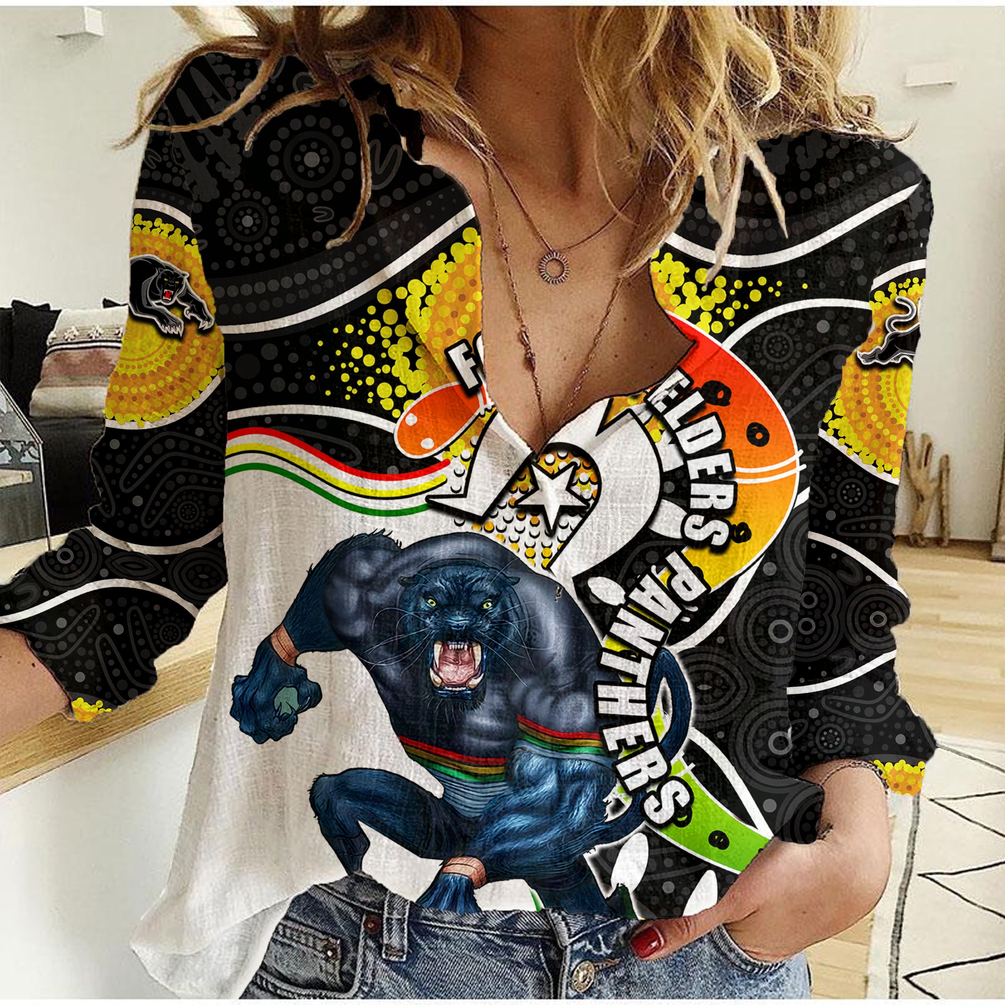 panthers-mascot-nrl-women-casual-shirt-naidoc