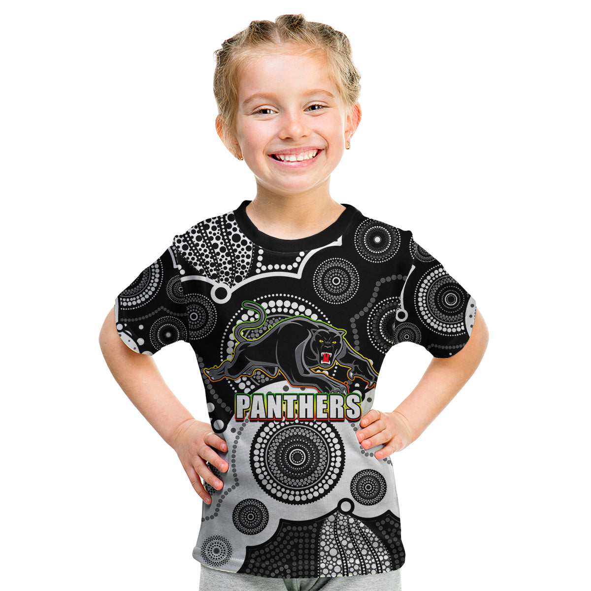 custom-personalised-and-number-panthers-nrl-kid-t-shirt-aboriginal-patterns