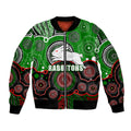 custom-personalised-and-number-rabbitohs-nrl-bomber-jacket-aboriginal-patterns