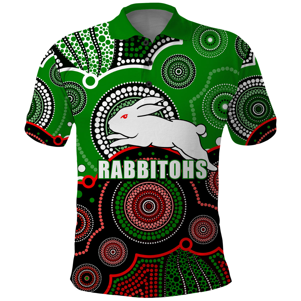 custom-personalised-and-number-rabbitohs-nrl-polo-shirt-aboriginal-patterns