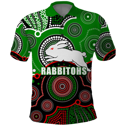 custom-personalised-and-number-rabbitohs-nrl-polo-shirt-aboriginal-patterns
