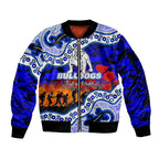 custom-personalised-anzac-day-nrl-bulldogs-sleeve-zip-bomber-jacket-aborigianl-lizard-patterns