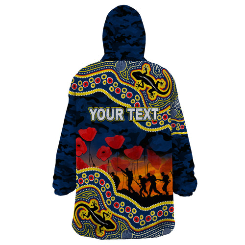 custom-personalised-anzac-day-nrl-cowboys-wearable-blanket-hoodie-aboriginal-lizard-patterns