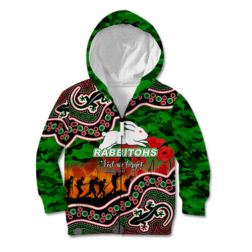 custom-personalised-anzac-day-nrl-rabbitohs-kid-hoodie-aboriginal-lizard-patterns