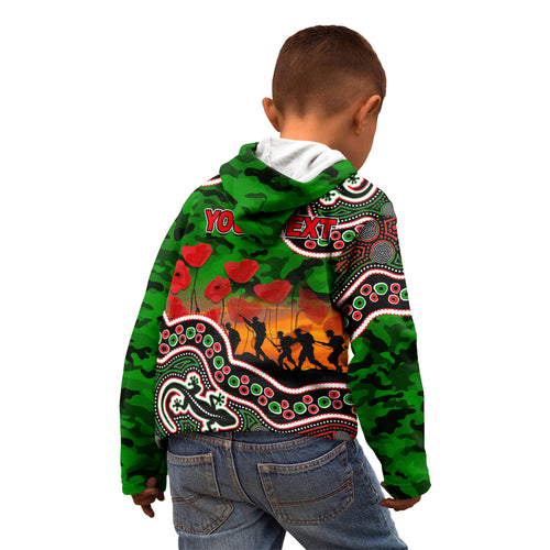 custom-personalised-anzac-day-nrl-rabbitohs-kid-hoodie-aboriginal-lizard-patterns