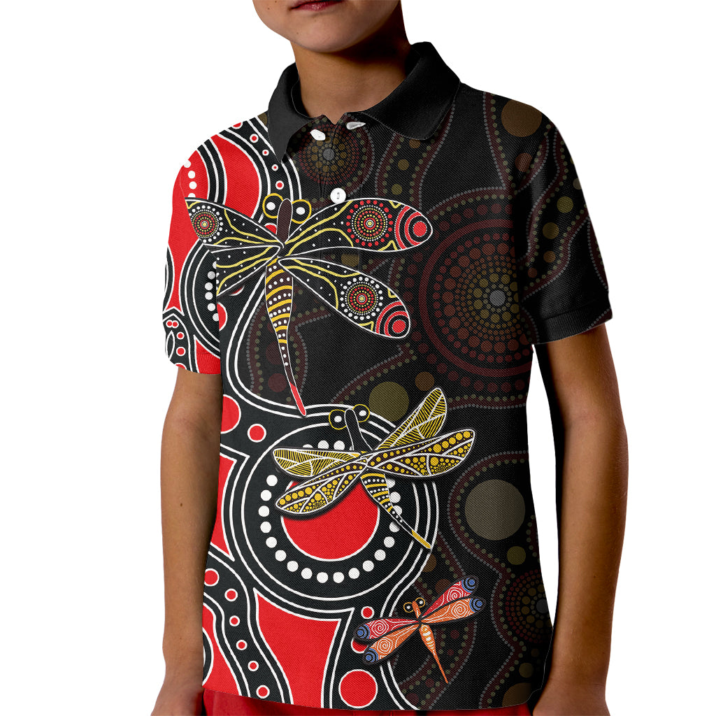 aboriginal-dragonfly-kid-polo-shirt-red-style
