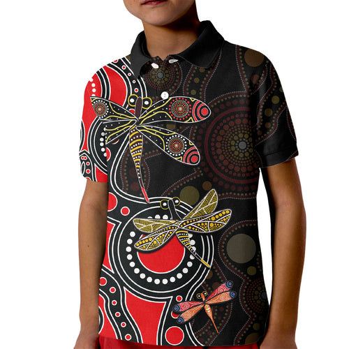 aboriginal-dragonfly-kid-polo-shirt-red-style