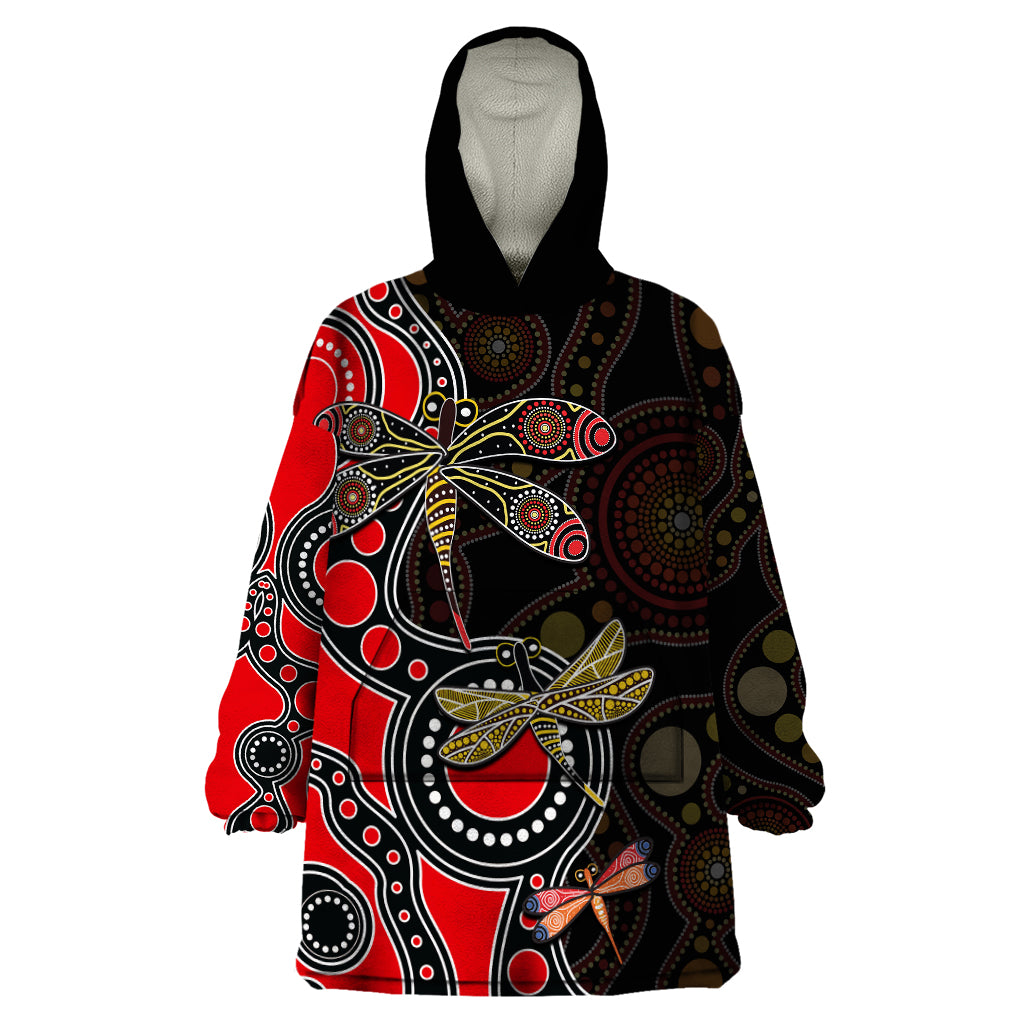 aboriginal-dragonfly-wearable-blanket-hoodie-red-style