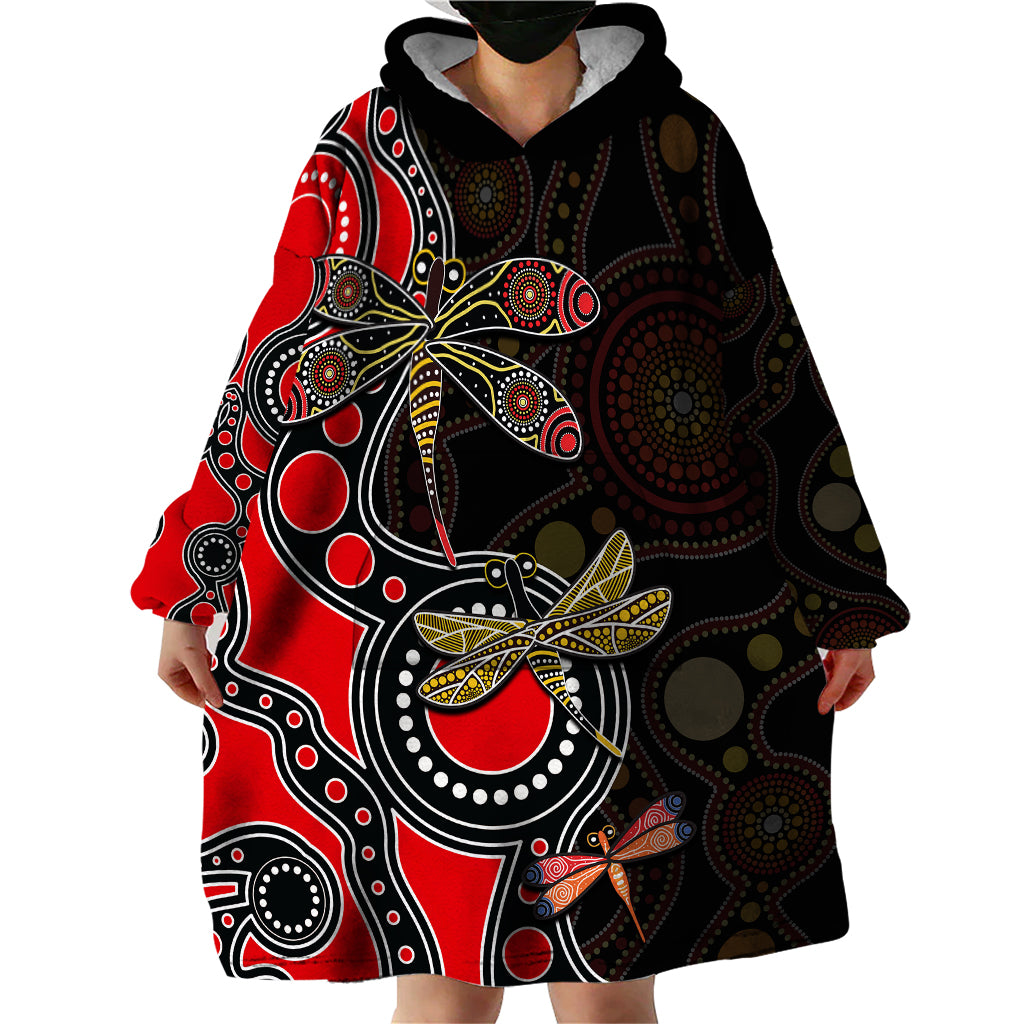 aboriginal-dragonfly-wearable-blanket-hoodie-red-style