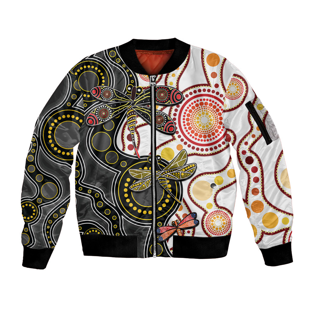 aboriginal-dragonfly-sleeve-zip-bomber-jacket-white-style
