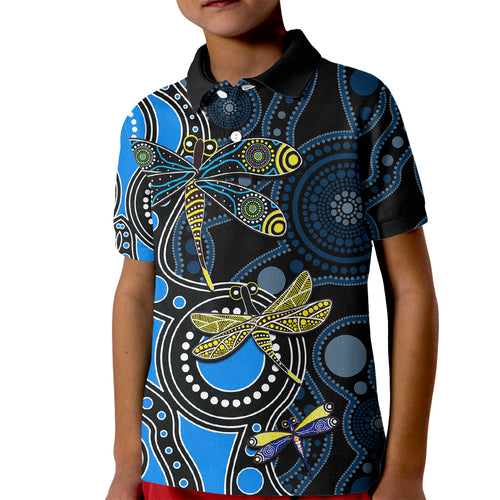 aboriginal-dragonfly-kid-polo-shirt-blue-style