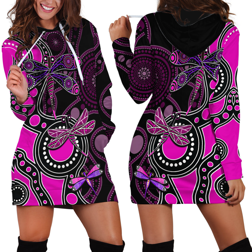 aboriginal-dragonfly-hoodie-dress-pink-style