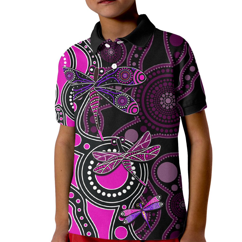 aboriginal-dragonfly-kid-polo-shirt-pink-style