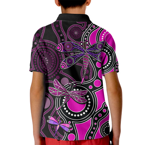 aboriginal-dragonfly-kid-polo-shirt-pink-style