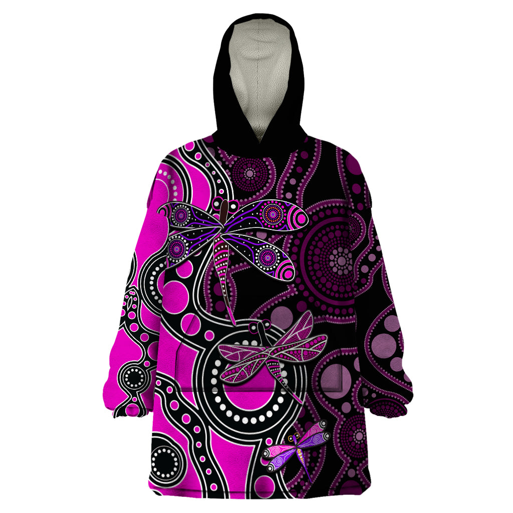aboriginal-dragonfly-wearable-blanket-hoodie-pink-style