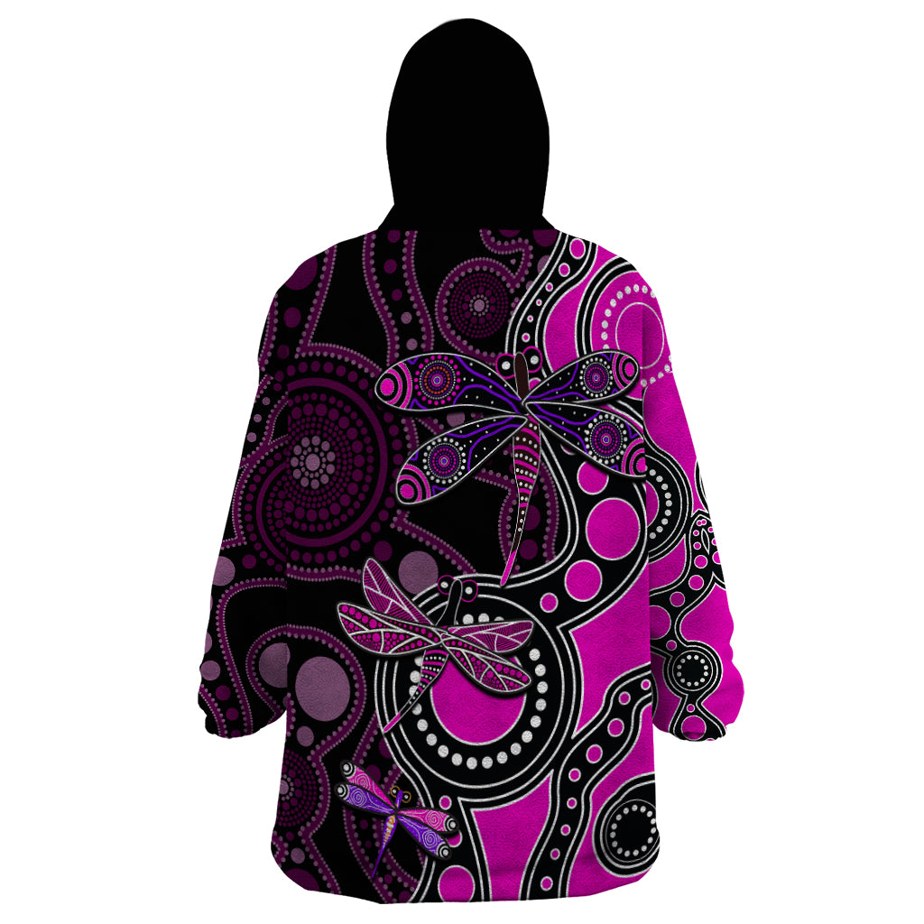aboriginal-dragonfly-wearable-blanket-hoodie-pink-style