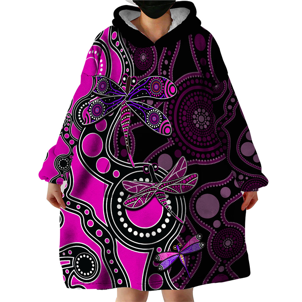 aboriginal-dragonfly-wearable-blanket-hoodie-pink-style