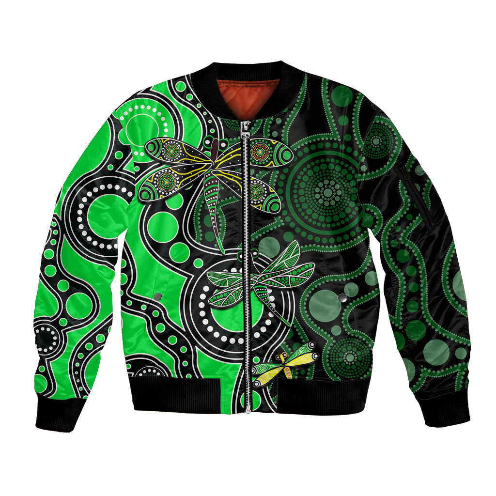 aboriginal-dragonfly-sleeve-zip-bomber-jacket-green-style