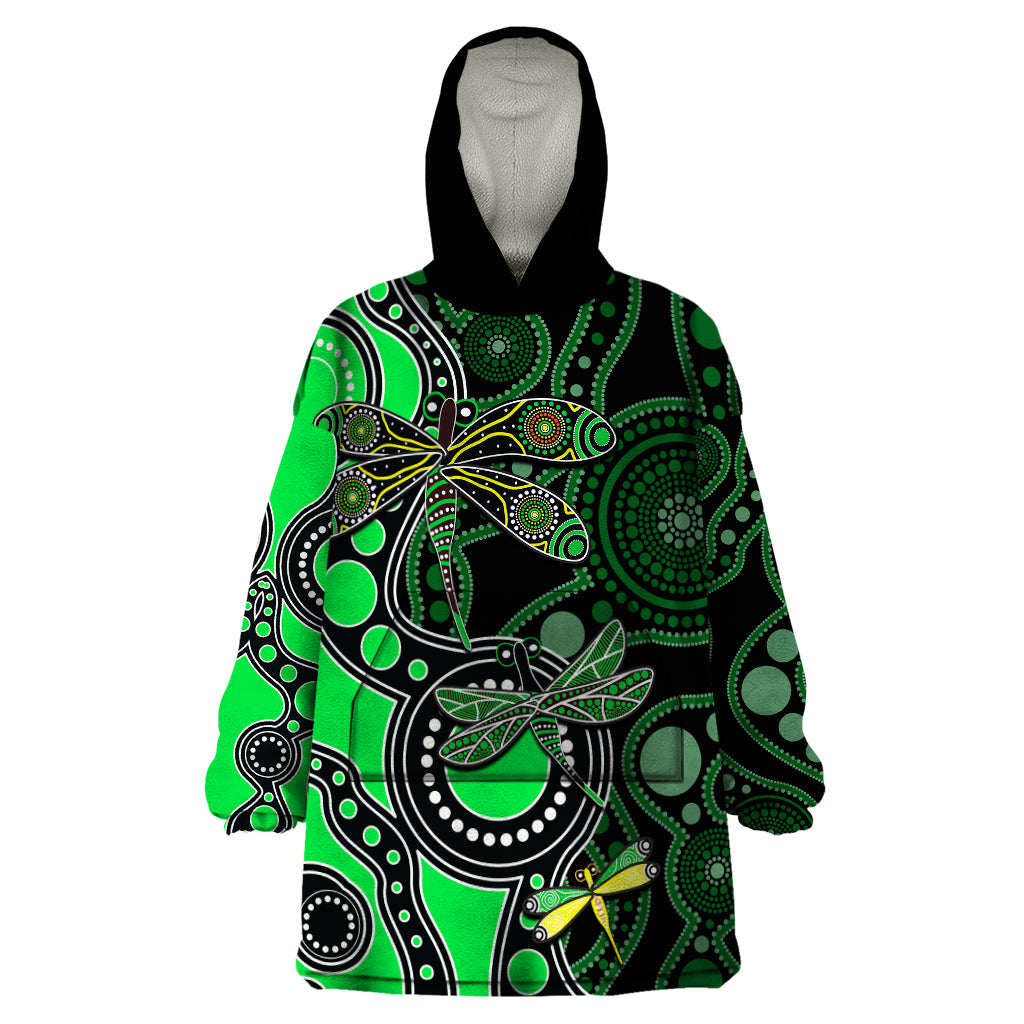 aboriginal-dragonfly-wearable-blanket-hoodie-green-style