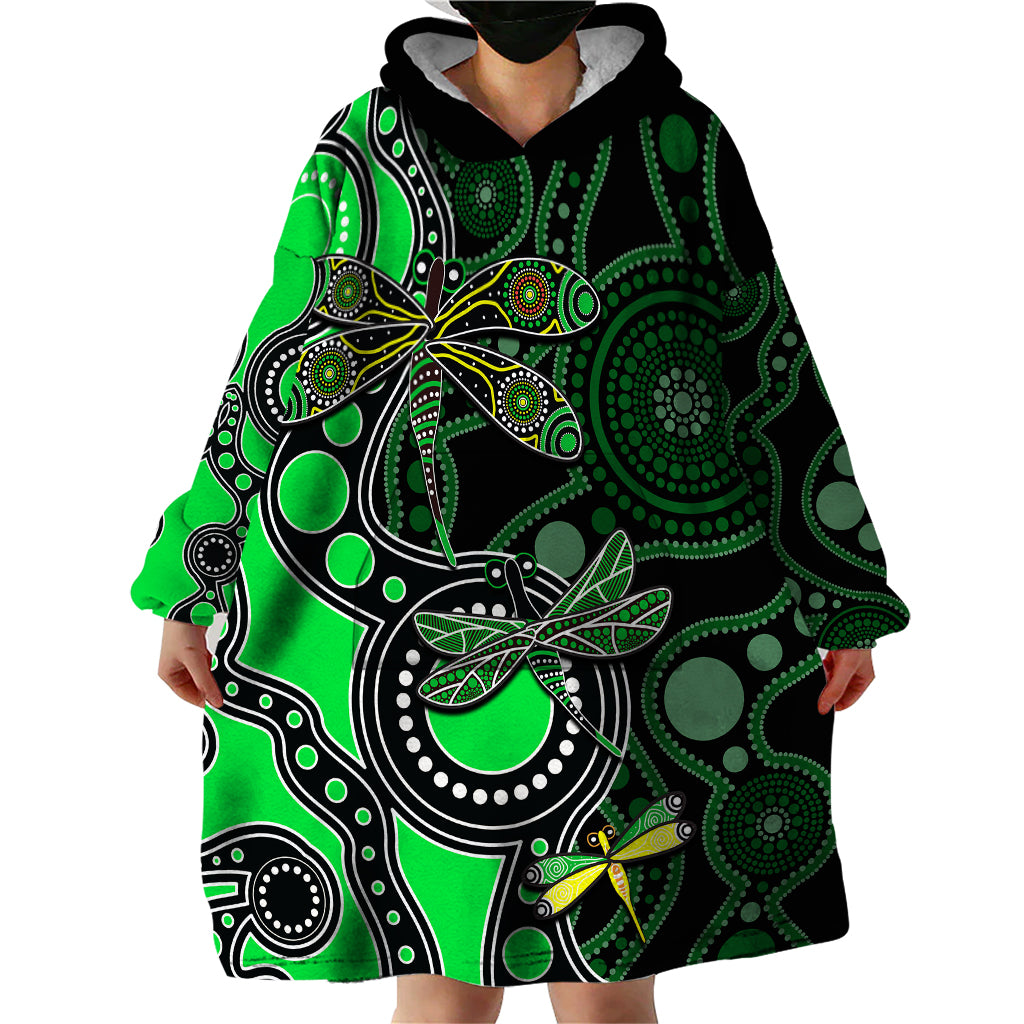 aboriginal-dragonfly-wearable-blanket-hoodie-green-style