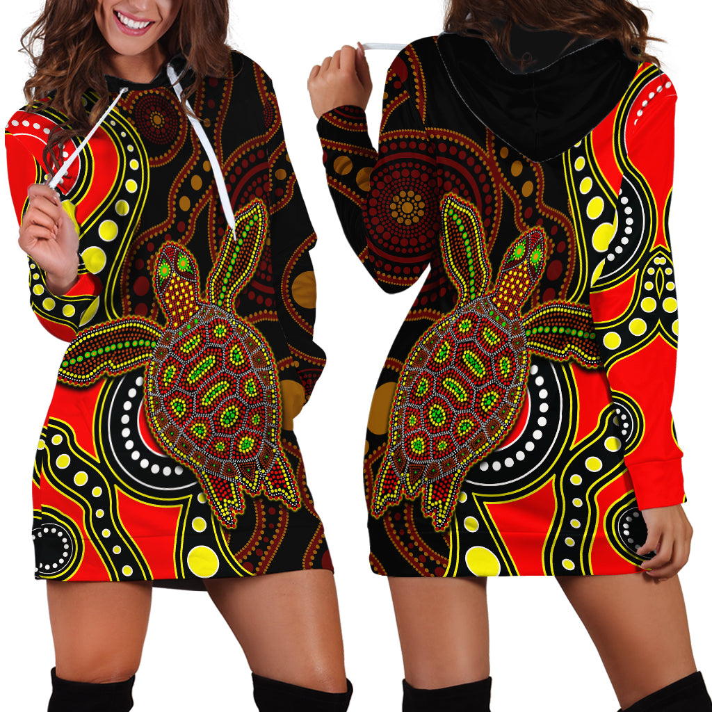 aboriginal-turtle-hoodie-dress-red-style