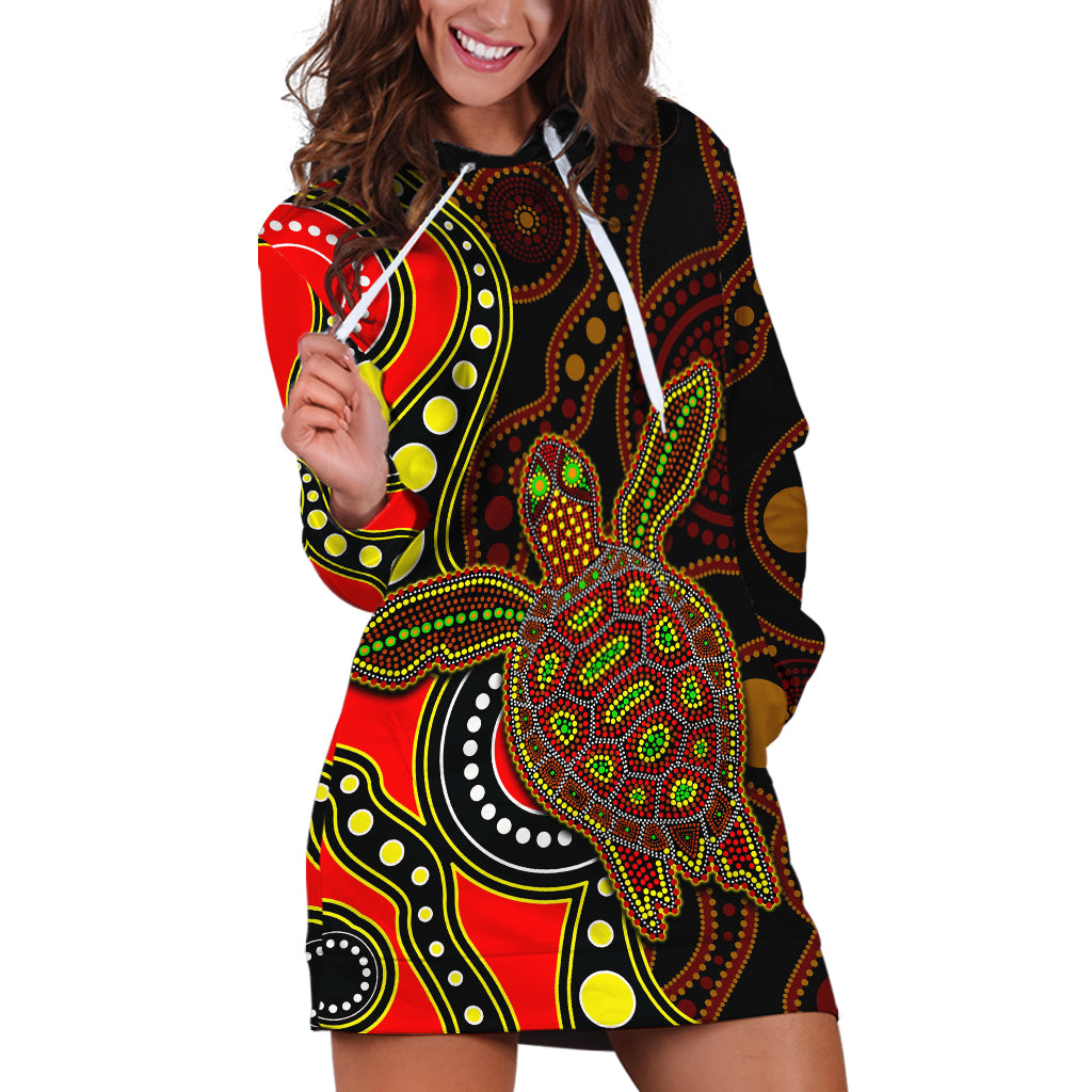 aboriginal-turtle-hoodie-dress-red-style