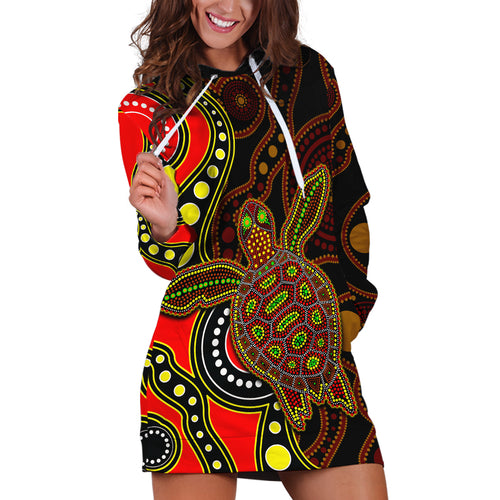 aboriginal-turtle-hoodie-dress-red-style