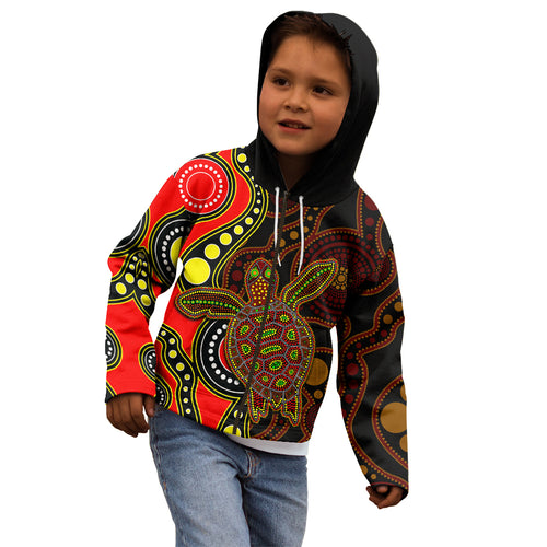 aboriginal-turtle-kid-hoodie-red-style