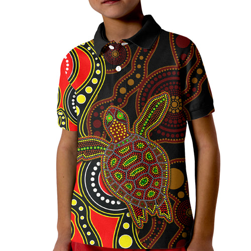 aboriginal-turtle-kid-polo-shirt-red-style