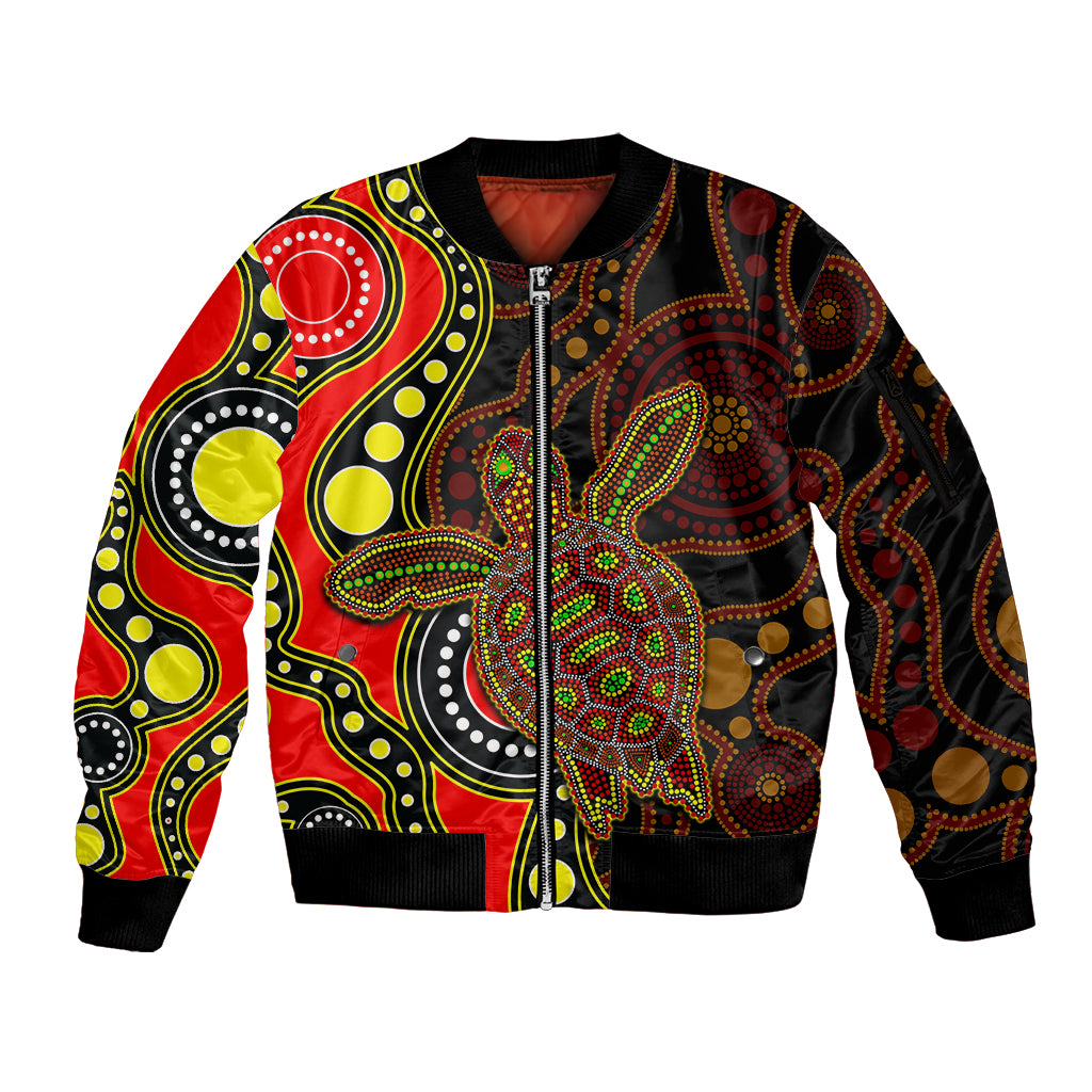 aboriginal-turtle-sleeve-zip-bomber-jacket-red-style