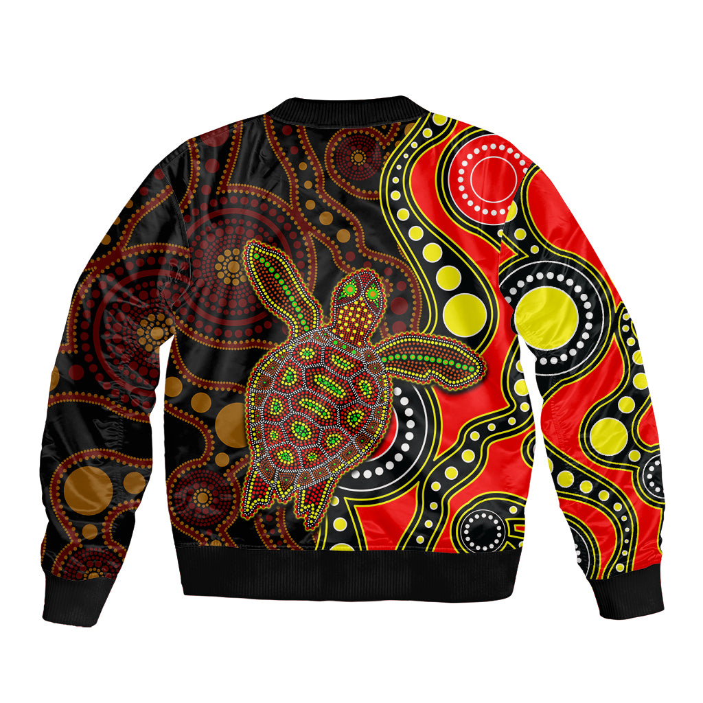 aboriginal-turtle-sleeve-zip-bomber-jacket-red-style