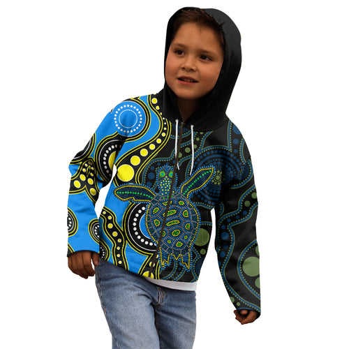 aboriginal-turtle-kid-hoodie-blue-style