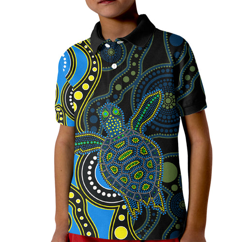 aboriginal-turtle-kid-polo-shirt-blue-style