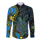 aboriginal-turtle-long-sleeve-button-shirt-blue-style