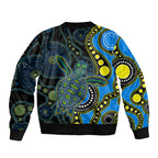aboriginal-turtle-sleeve-zip-bomber-jacket-blue-style