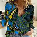 aboriginal-turtle-women-casual-shirt-blue-style